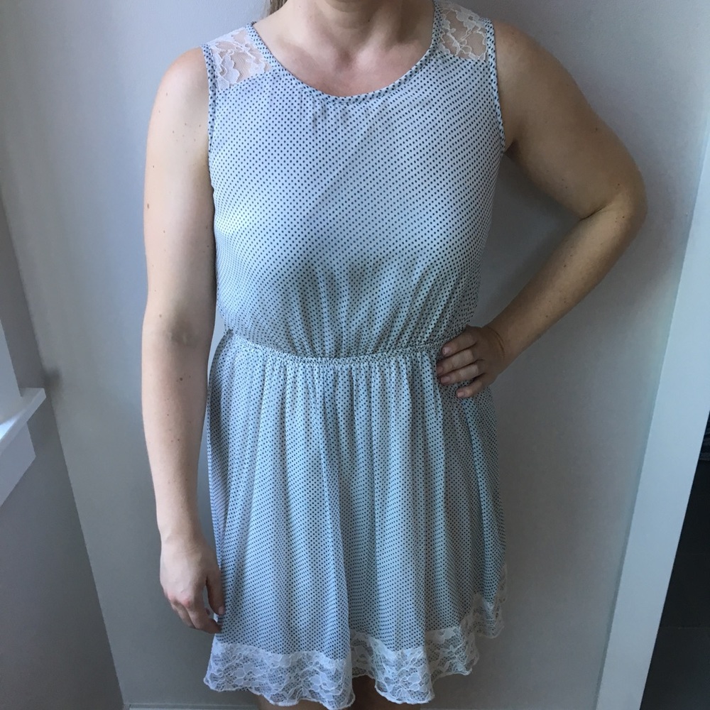 Lace and polka dot dress
