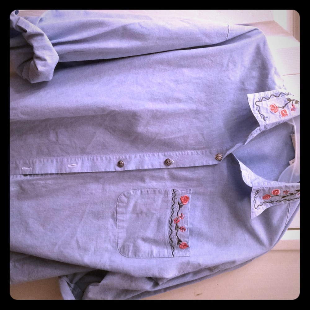 Floral jean button up