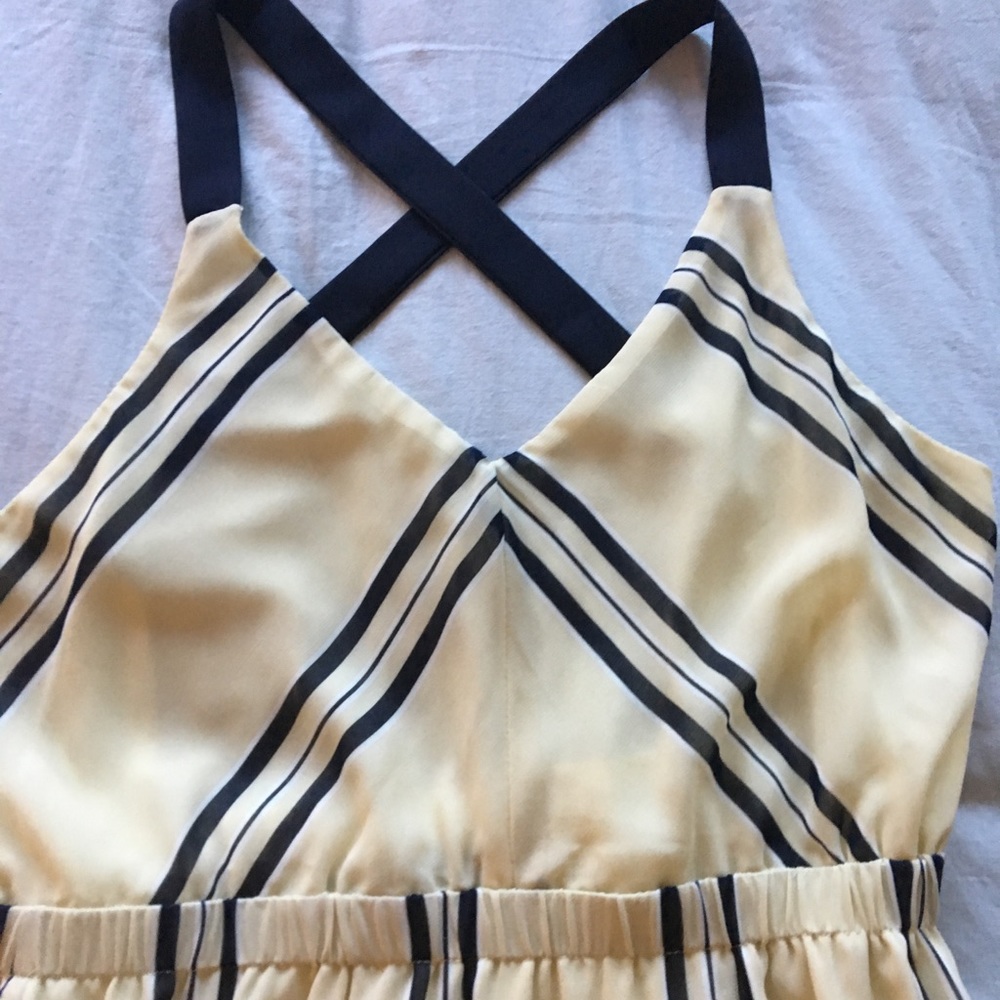 Ivory and navy striped dress