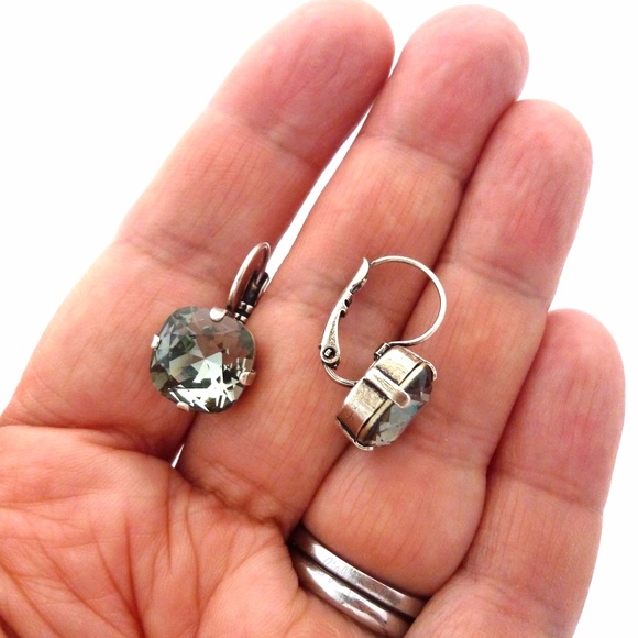 Black Diamond Earrings Made With Swarovski Crystal - Picture 6 of 8