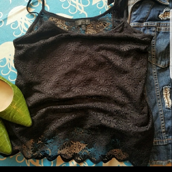 Topshop Tops - TopShop Black floral Lace Camisole