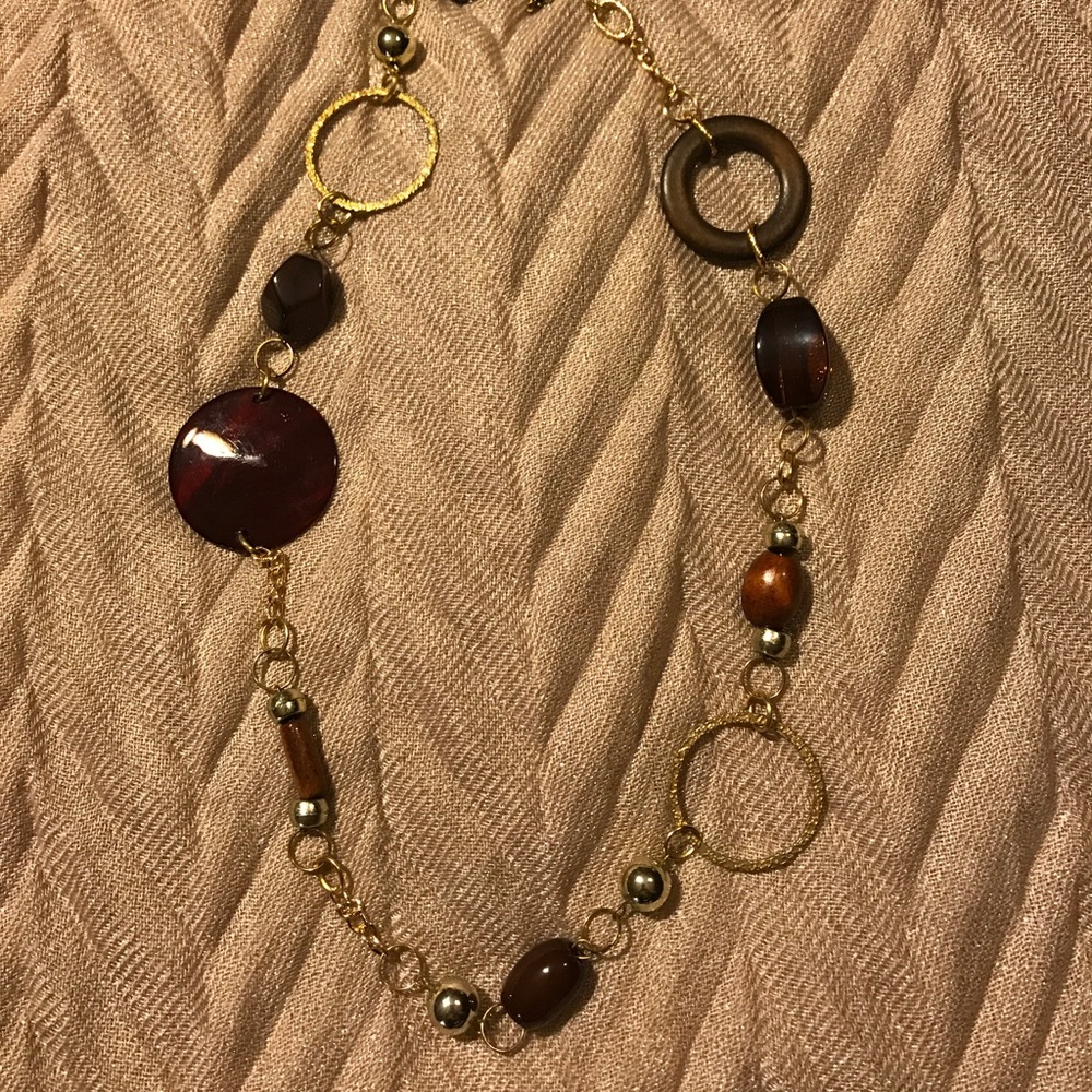 Gold tone & Brown Necklace