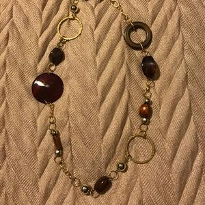 Gold tone & Brown Necklace