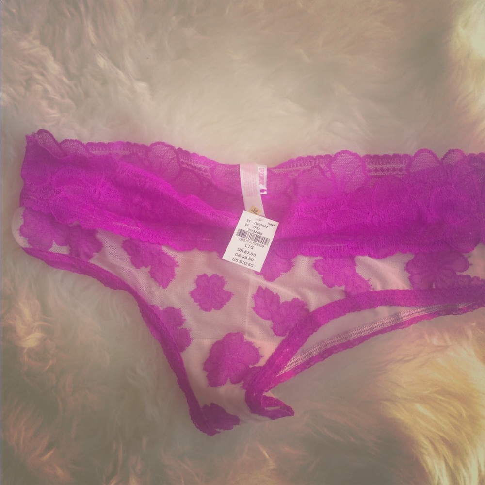 PINK hot pink and nude floral panties