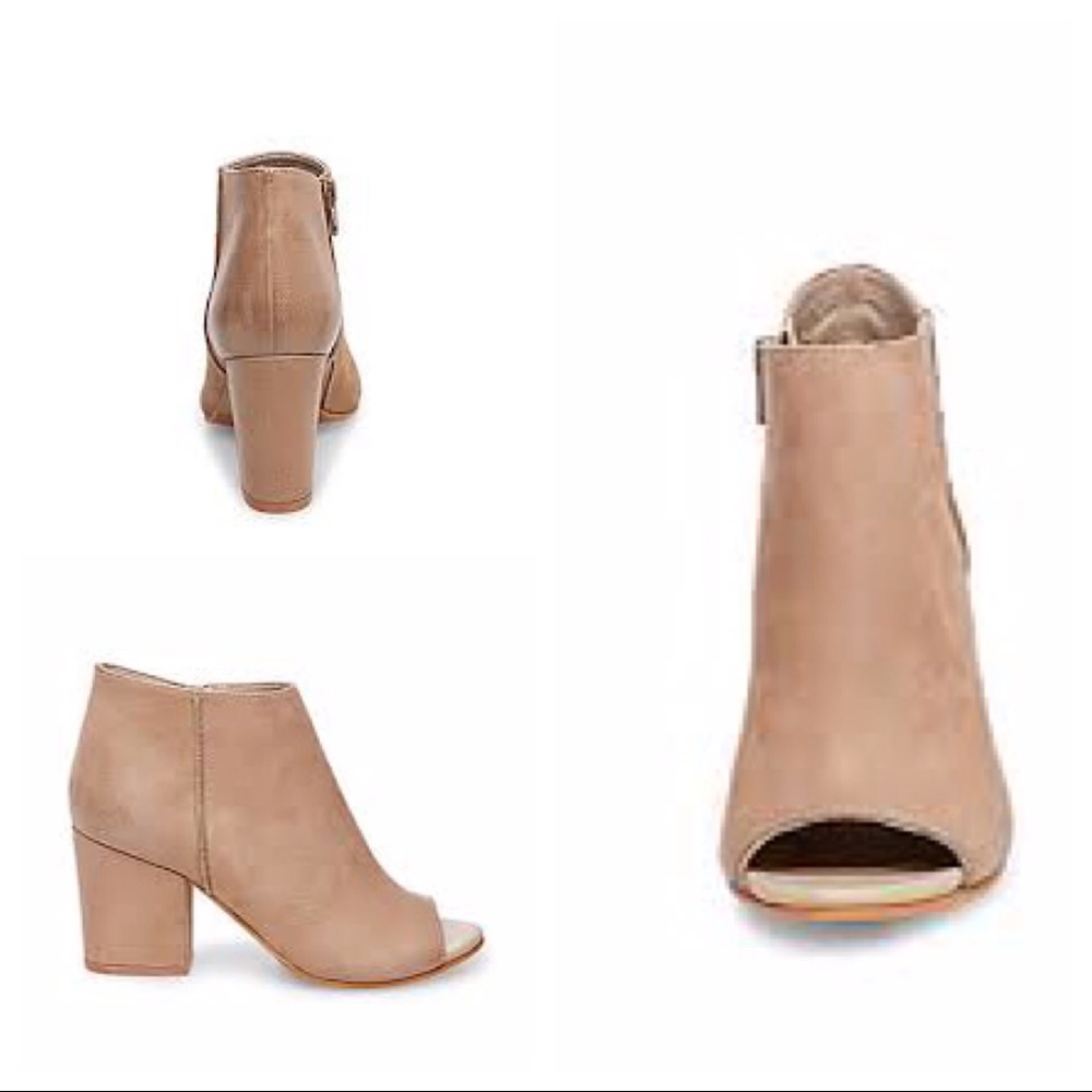 Steve Madden Perley Stone Leather Peep Toe Booties