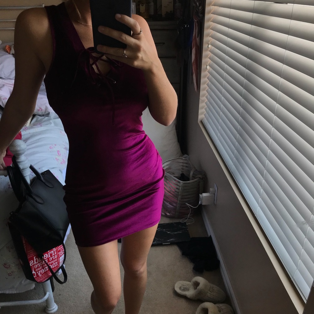 tight velvet above the knee dress