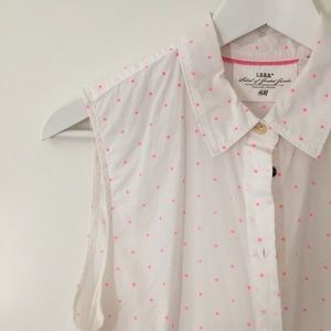 H&M Pink Polka Dot Sleeveless Button Up