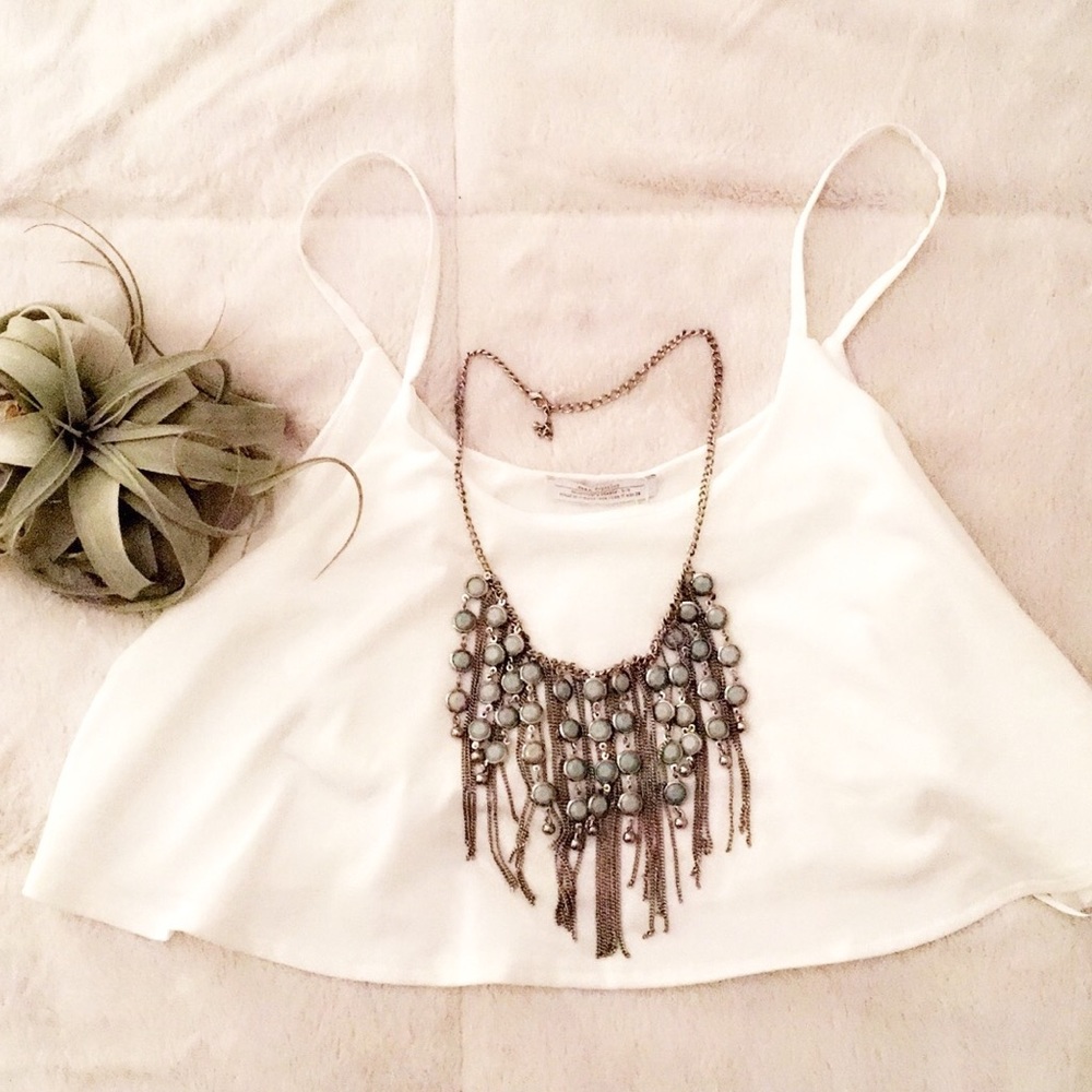 Silver Fringe Statement Necklace