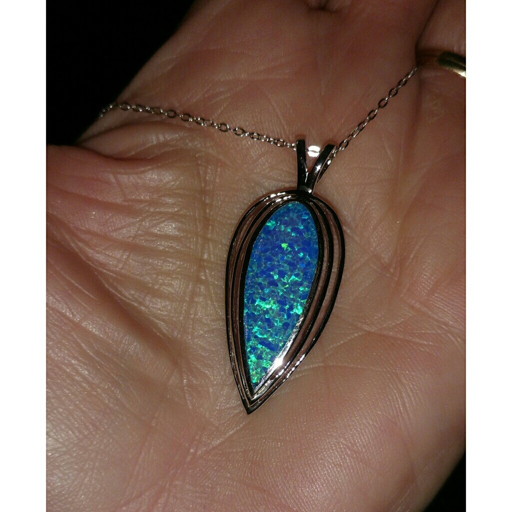🎁 GIFTED TO DEBBIE🎁OPAL PENDAN STERLING SILVER💘 - Picture 3 of 4