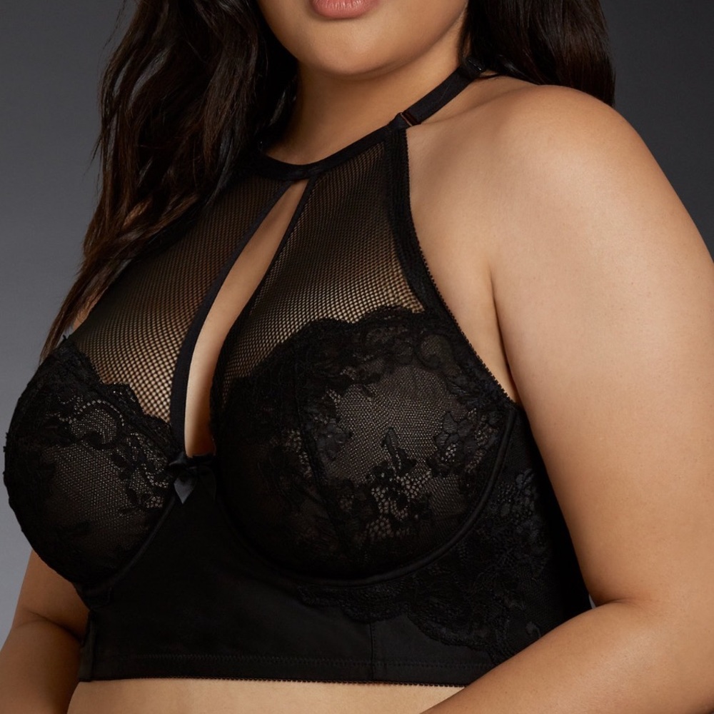 Torrid Plus Size Halter Lace and Mesh Bralette