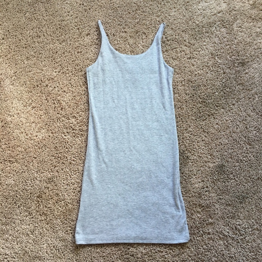 Simple grey ribbed mini dress