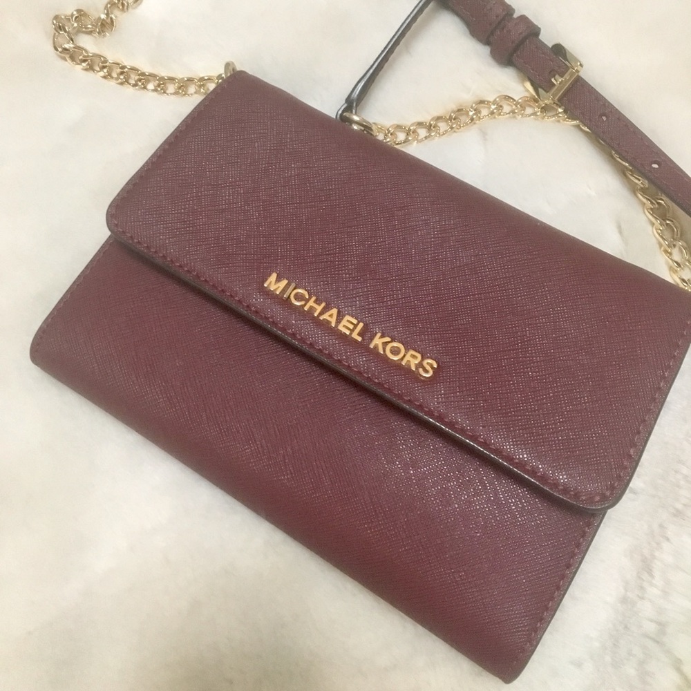 Michael Kors Crossbody Burgundy & Gold Hardware