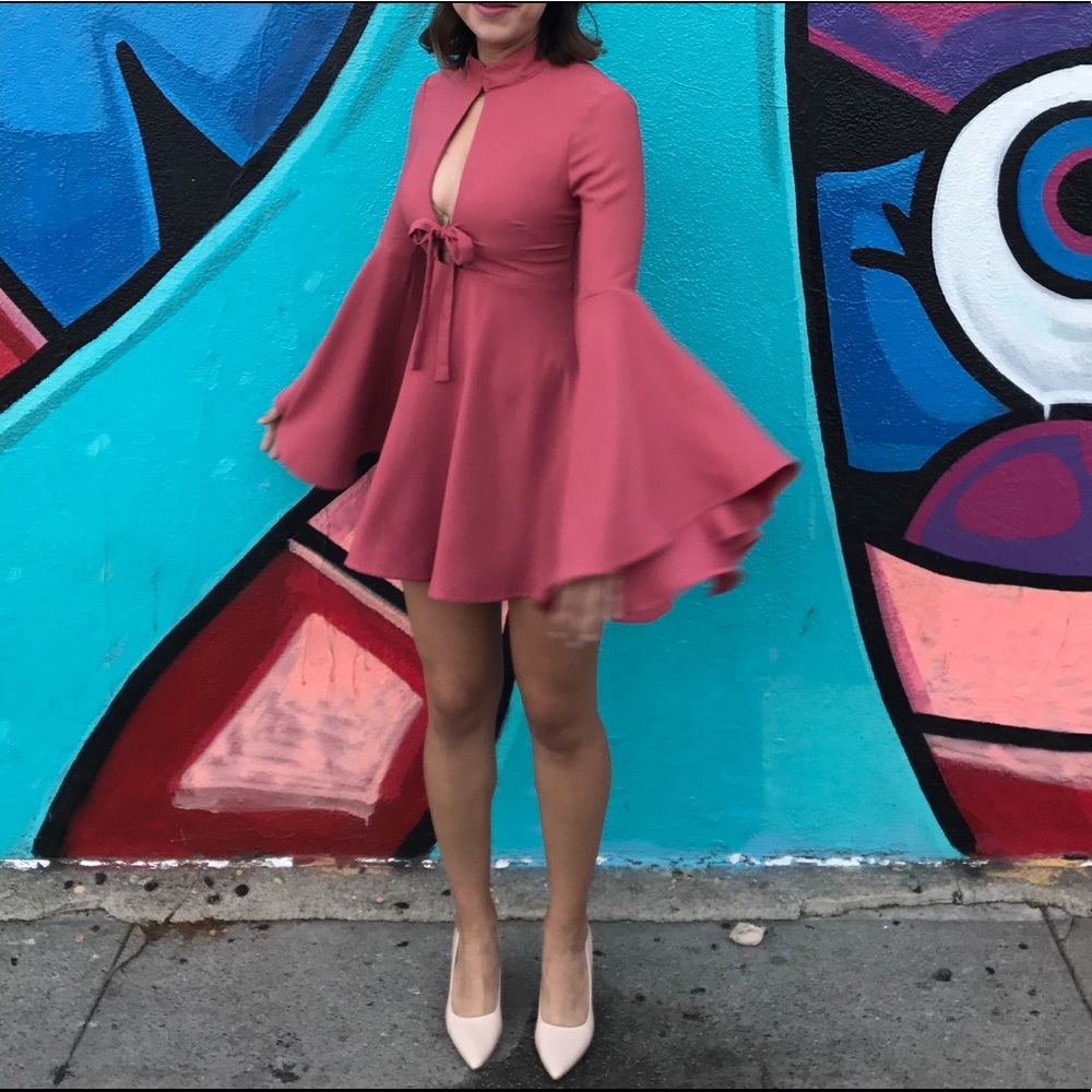 ‼️SOLD‼️ Mauve Nasty Gal Bell Sleeve Mini Dress