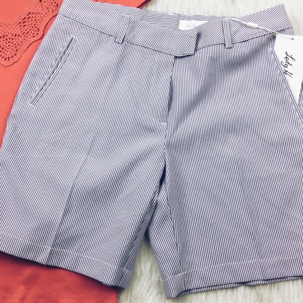 Lady Hagen seersucker pink white striped shorts - Picture 6 of 8