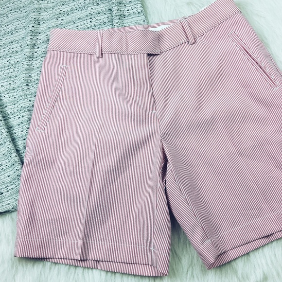 Lady Hagen Pants - Lady Hagen seersucker pink white striped shorts