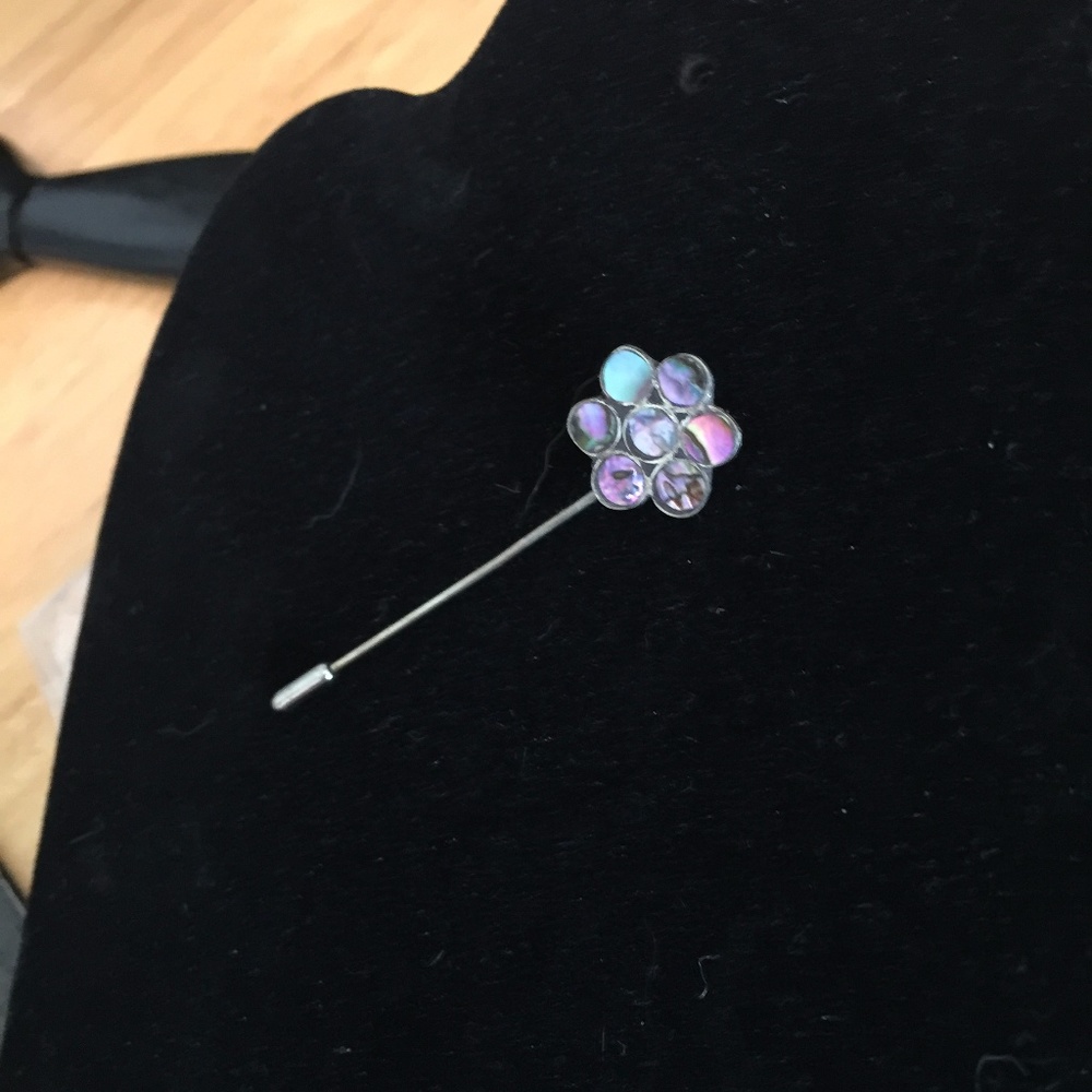 Vntg Or Antique? Silver Handmade Abalone stick p