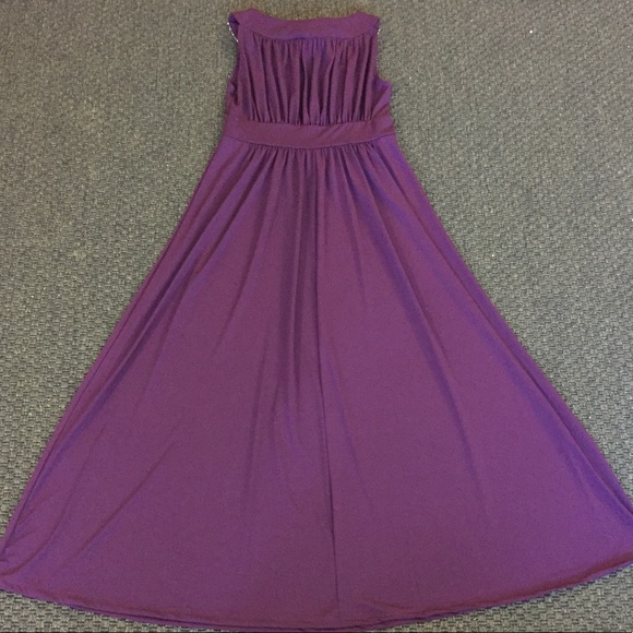 Plum Purple Dress - Beaded Empire Waist Dress - Picture 4 of 7