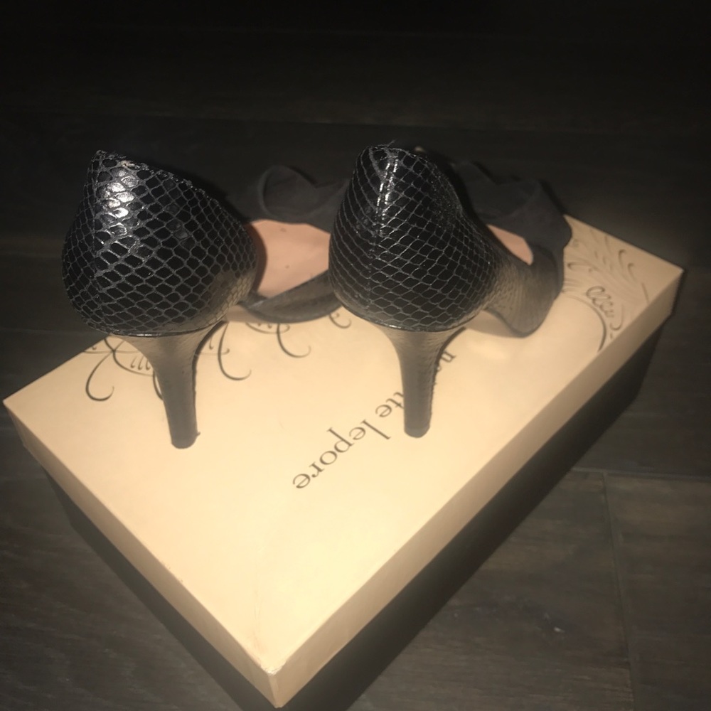 Nanette Lepore Hostess Black Python 4" Heel Sz 6 - image 3