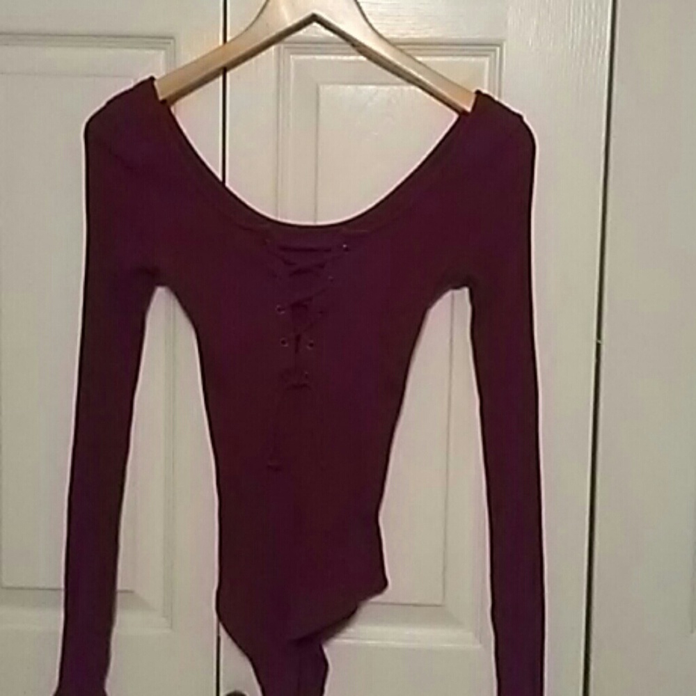 American Apparel burgundy long sleeve body suit