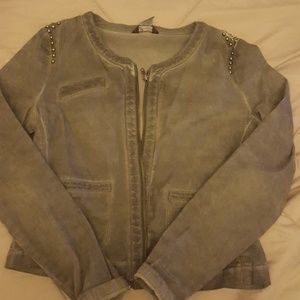 Women's distressed studded jacket