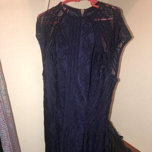 Navy blue lace bodycon dress