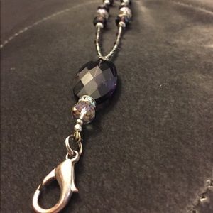 Purple & Silver Beaded Lanyard Necklace