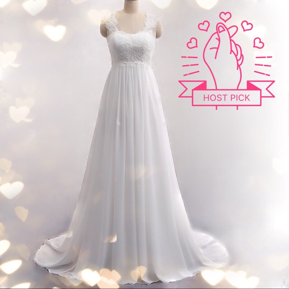 💍HP🔥 Chiffon Flowy Lace Back Wedding Gown, 2-26W