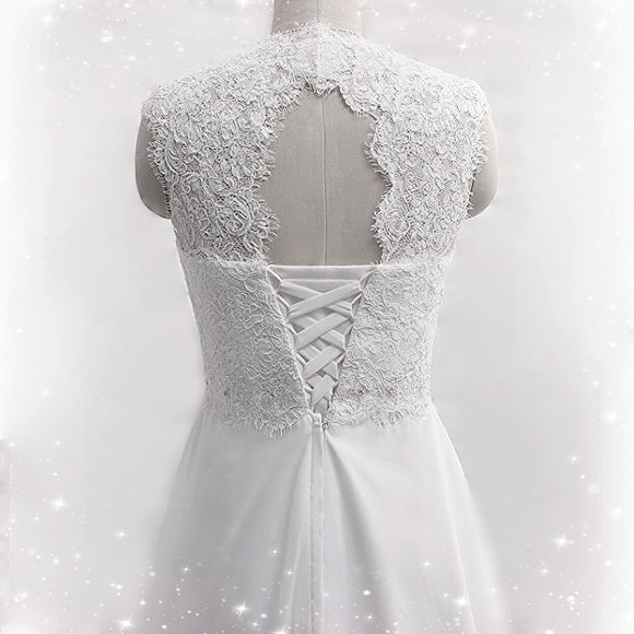 💍HP🔥 Chiffon Flowy Lace Back Wedding Gown, 2-26W - Picture 2 of 8