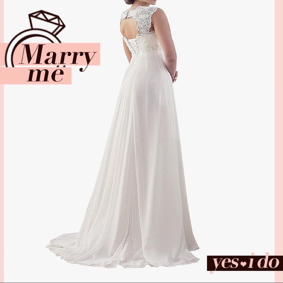 💍HP🔥 Chiffon Flowy Lace Back Wedding Gown, 2-26W - Picture 5 of 8