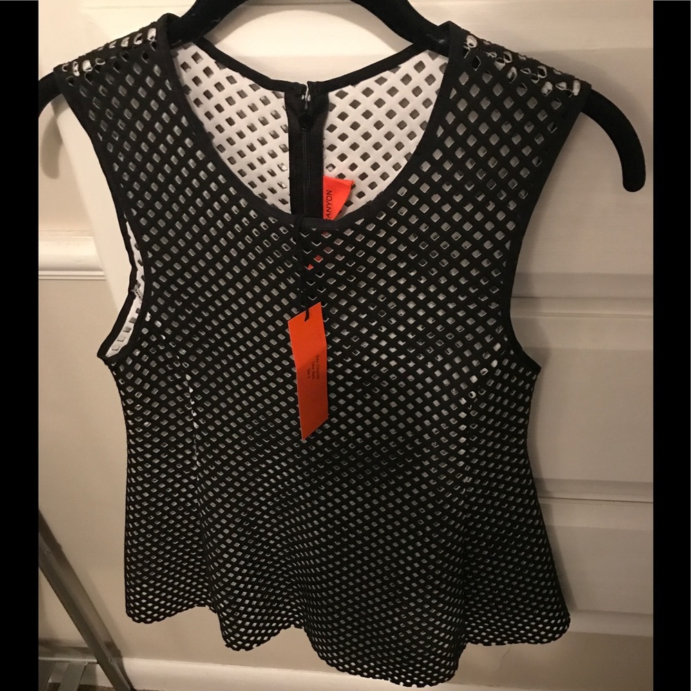 Clover Canyon Laser-Cut Contoured Peplum Top