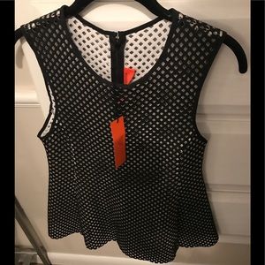 Clover Canyon Laser-Cut Contoured Peplum Top