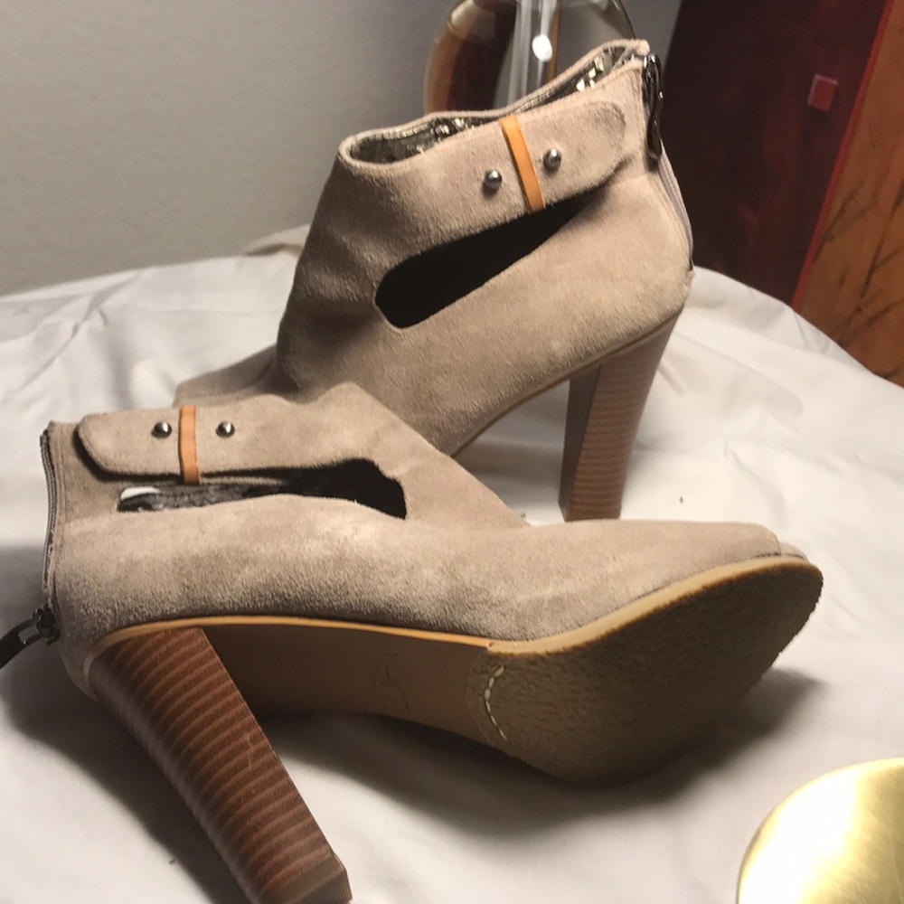 Ann Taylor Loft , booty suede sandals
