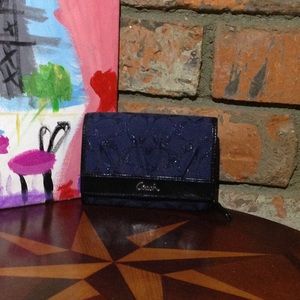 Coach Trifold Signature Wallet Blue Black