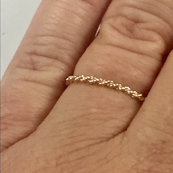 NWT 14kt rose solid gold 1.76 mm twisted rope band - Picture 2 of 5