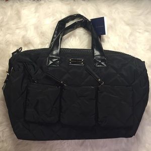 Adrienne Vittadini Black Nylon Travel Duffle Bag