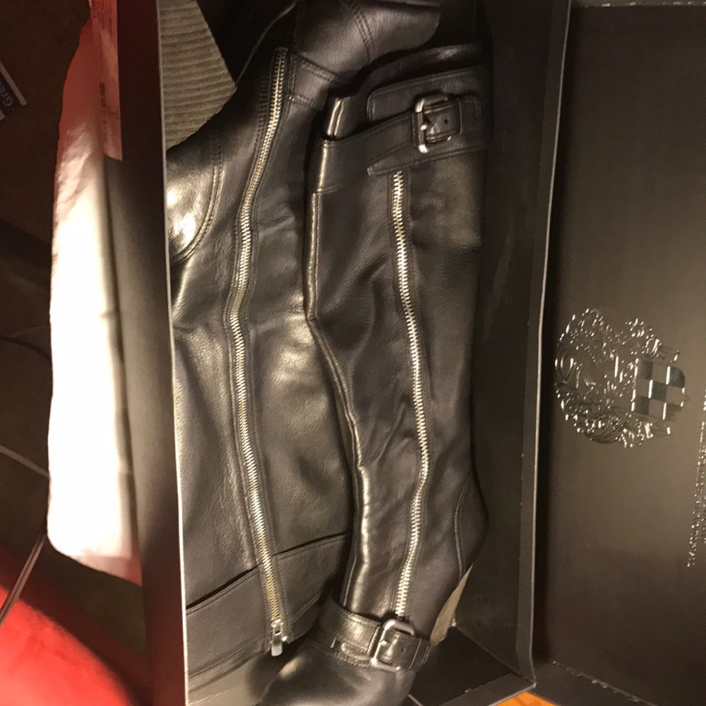 Vince Camuto black leather boots