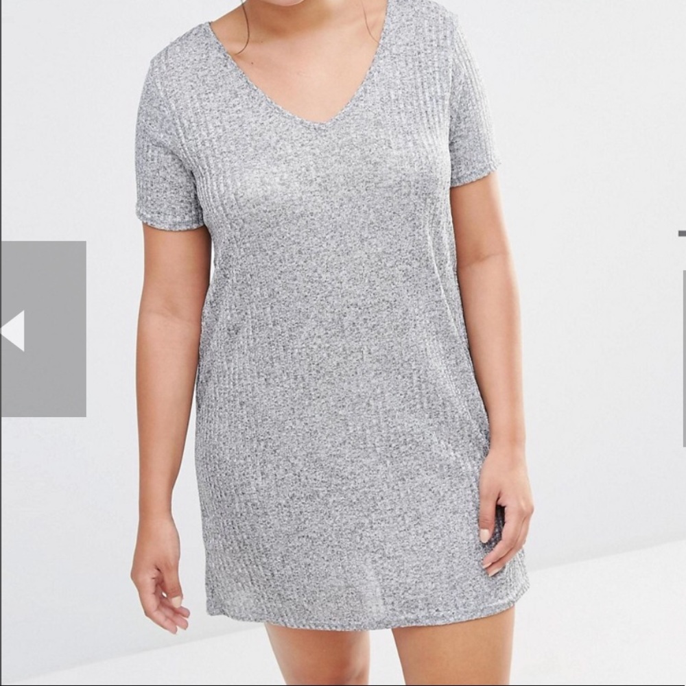 Missguided Gray Metallic T shirt dress