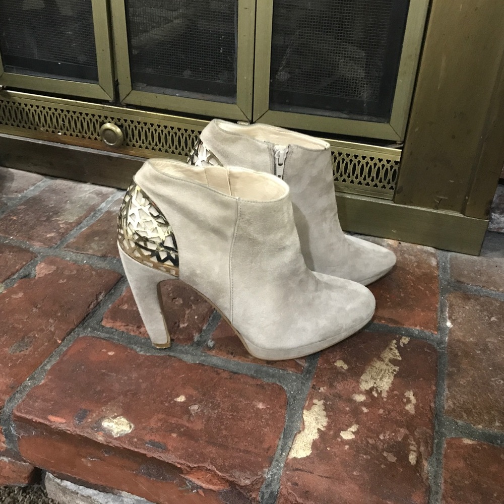 Taupe booties with gold detail