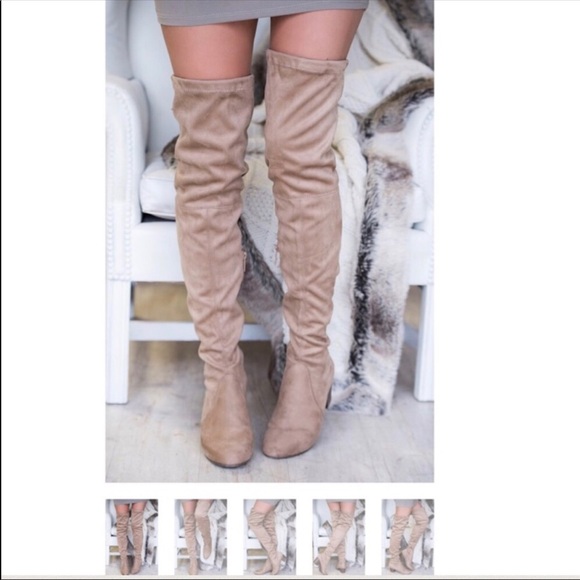 Tassel Back String Chunky Heel Over the Knee Boots - Picture 5 of 6