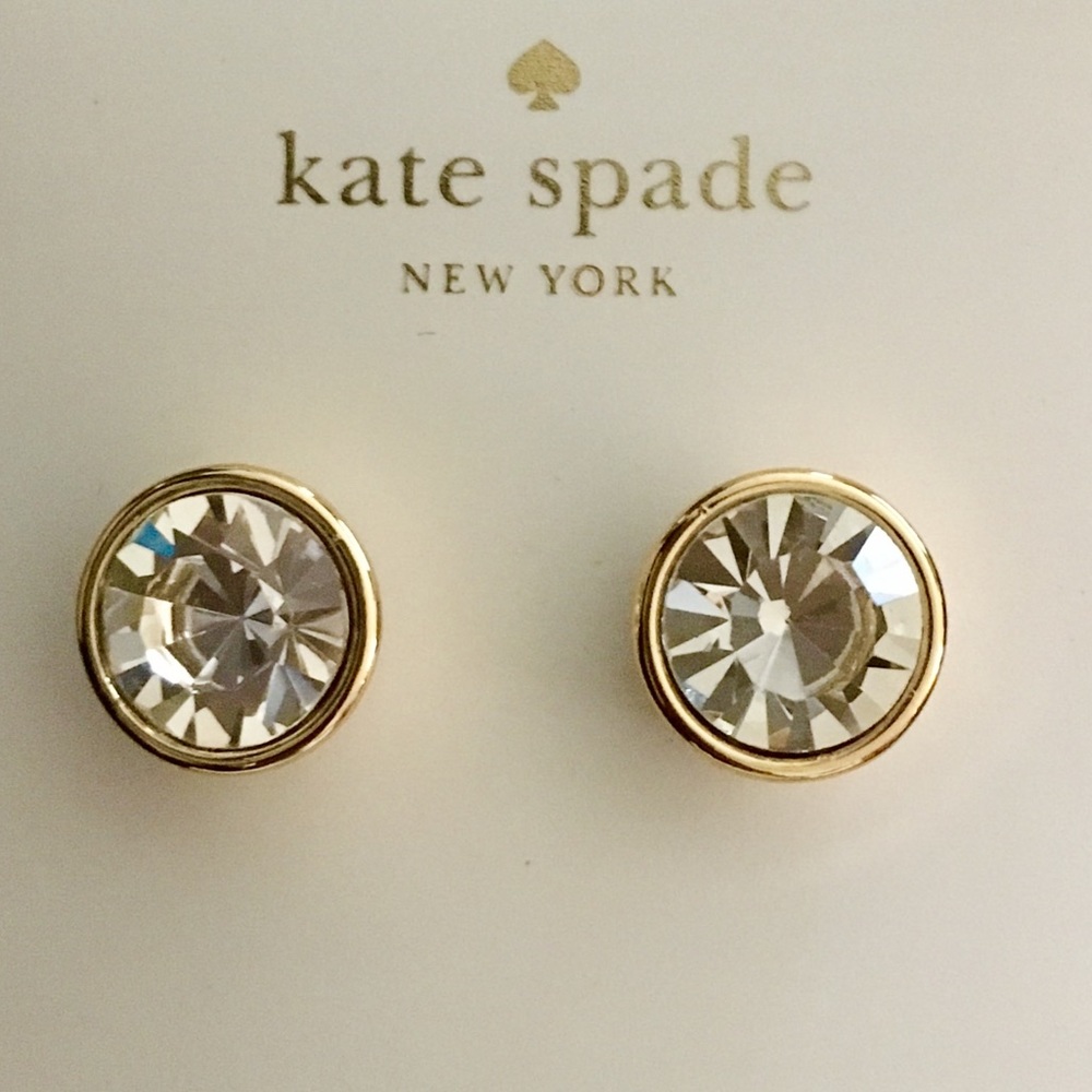 “kate spade" gold/cz stud earrings~GORGEOUS!!