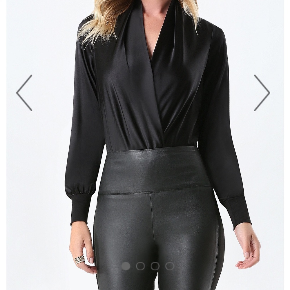 Bebe silk wrap bodysuit - Black