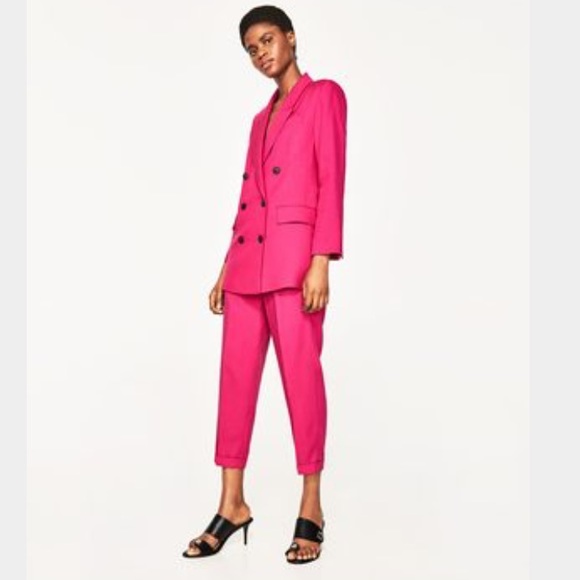 zara pink double breasted blazer