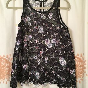 Anthropologie- Inari Botanical Lace Shell Tank