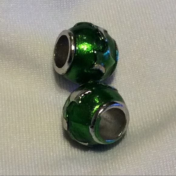 🍒 2PC GREEN MOON STAR BEAD CHARM GEM SILVER DIY CRAFTS JEWELRY GEMSTONE SPACE - Picture 2 of 7