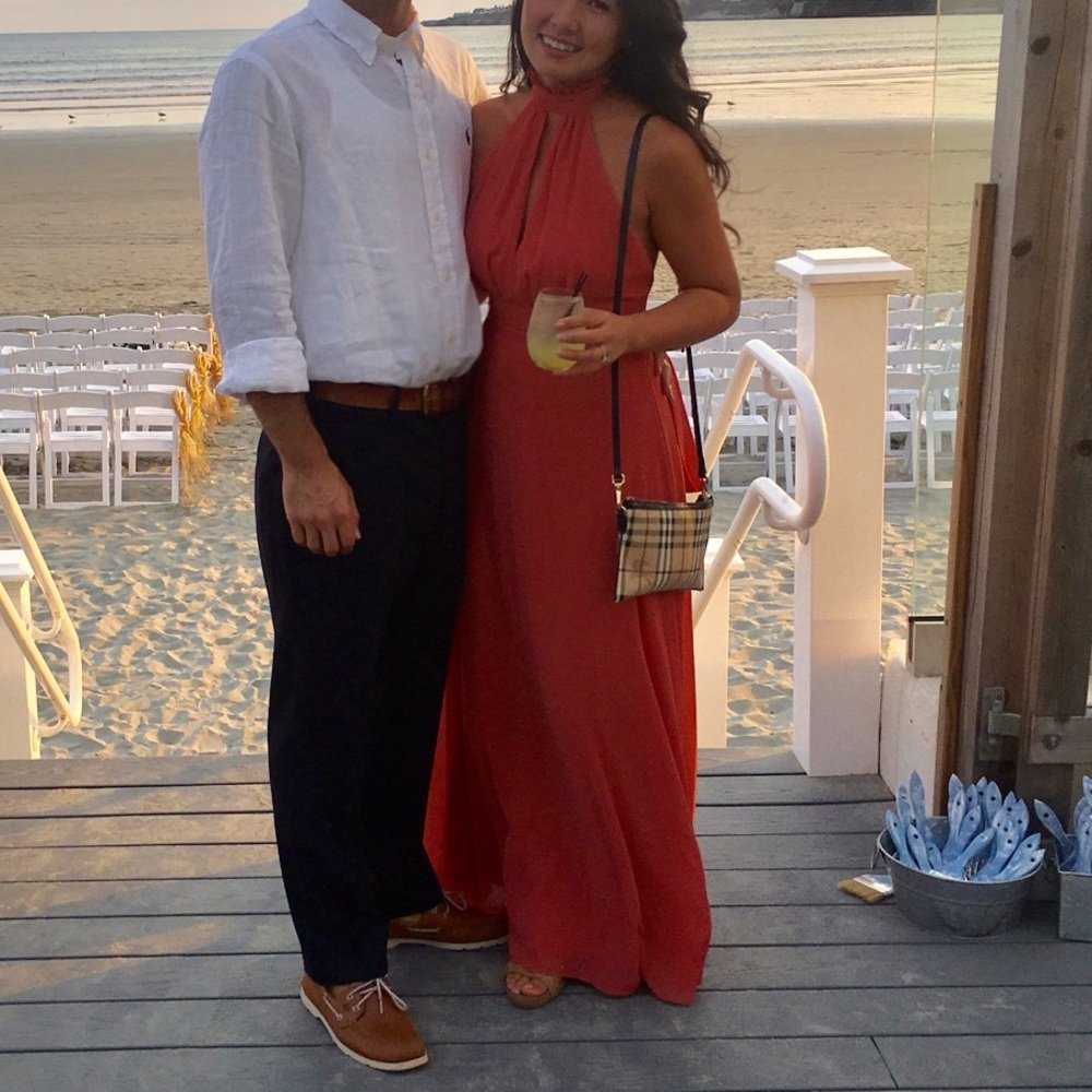 Romantic halter maxi dress size med in rusty rose