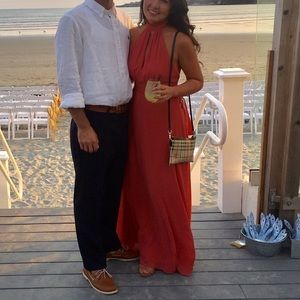 Romantic halter maxi dress size med in rusty rose