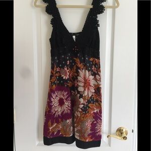 Free People Flower Print Crochet Wool Dress