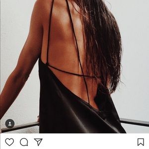 Black silk slip dress