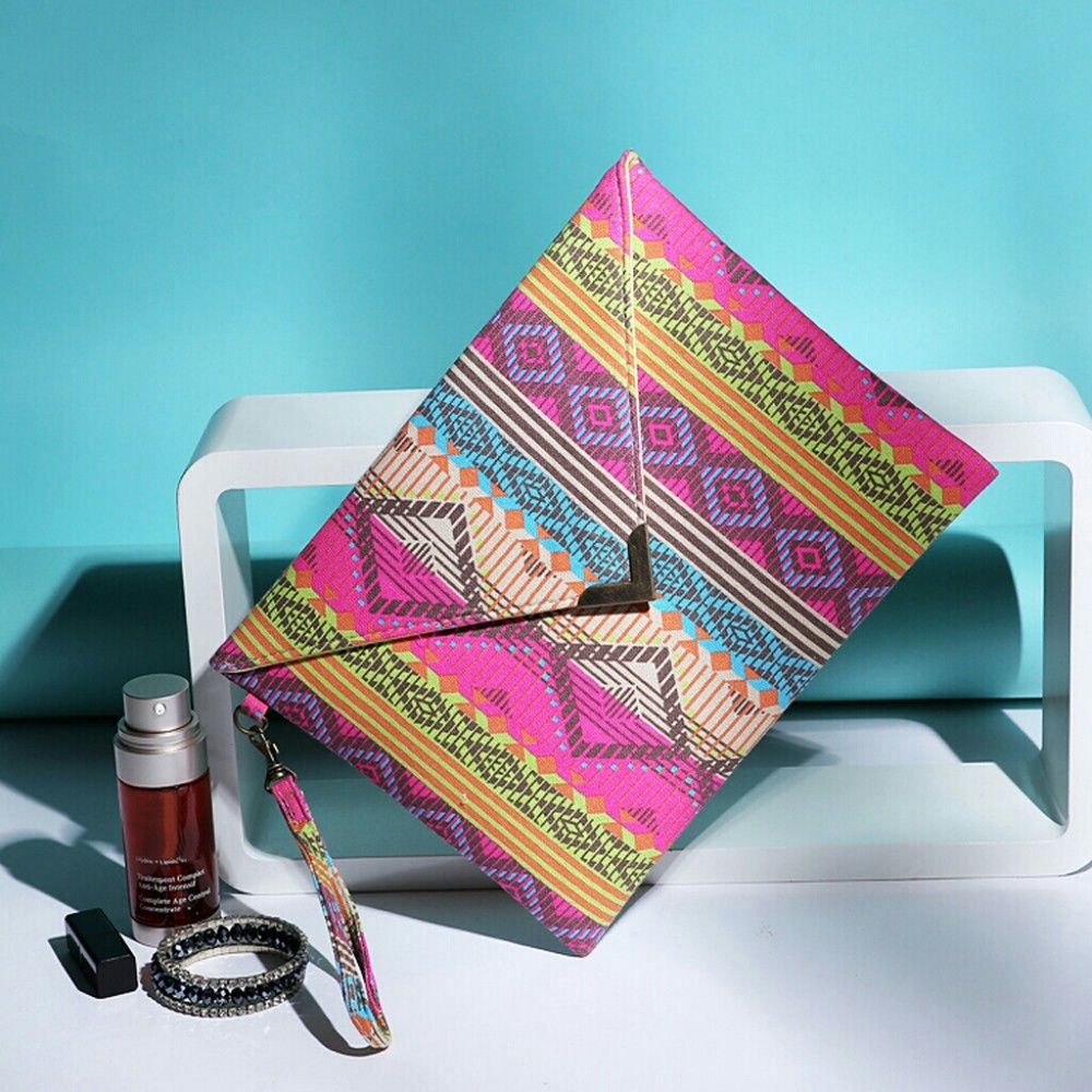 ENVELOPE CLUTCH BAG HANDBAG PURSE PINK YELLOW