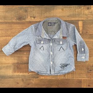 TUMBLE N DRY Unisex Blue Button Down ~Size 4-6m